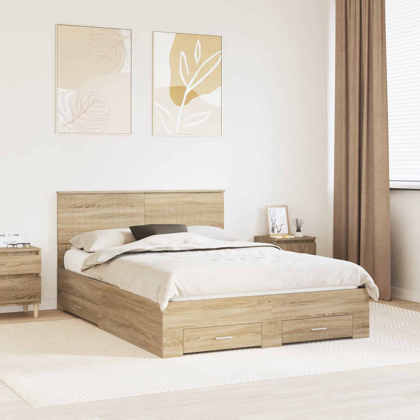 Struttura del letto con testiera Rovere Sonoma 140 x 200 cm