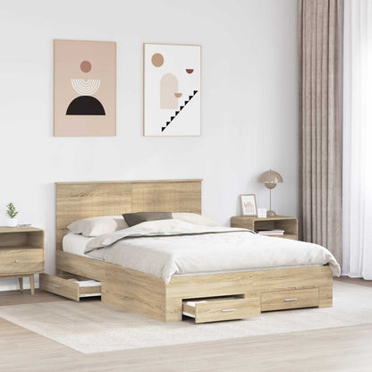 Struttura del letto con testiera Rovere Sonoma 140 x 200 cm