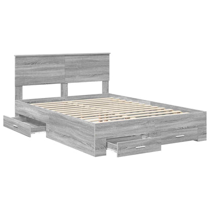 Struttura del letto con testiera Grigio Sonoma 135 x 190 cm