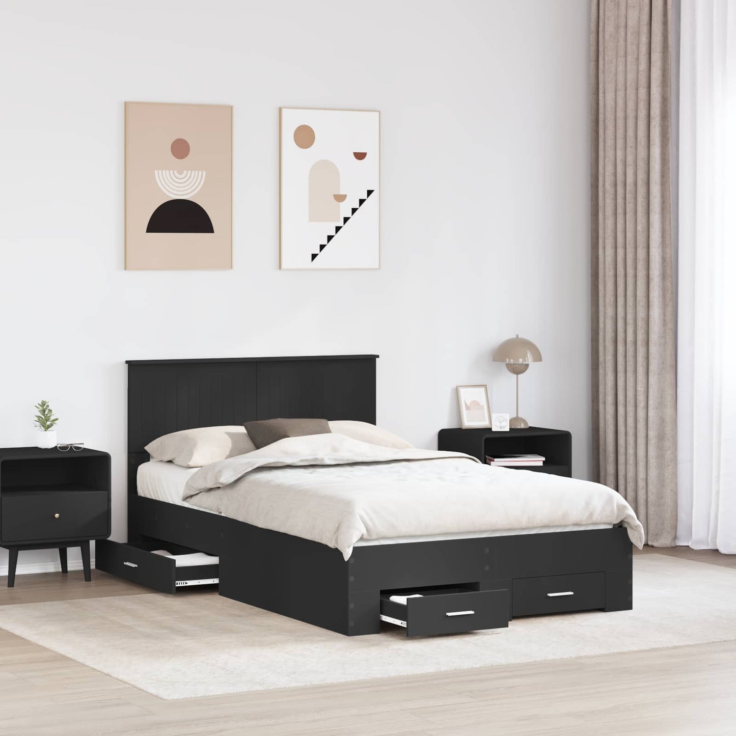 Struttura del letto Nero 120 x 200 cm Legno multistrato