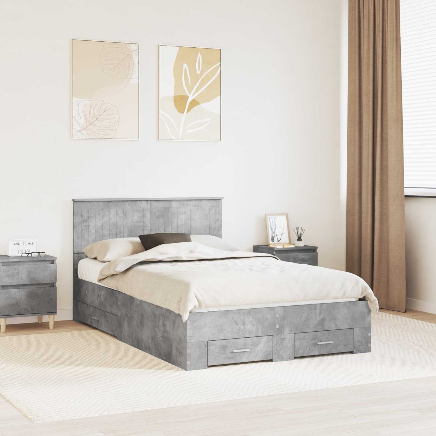 Struttura del letto con testiera Grigio cemento 120 x 200 cm