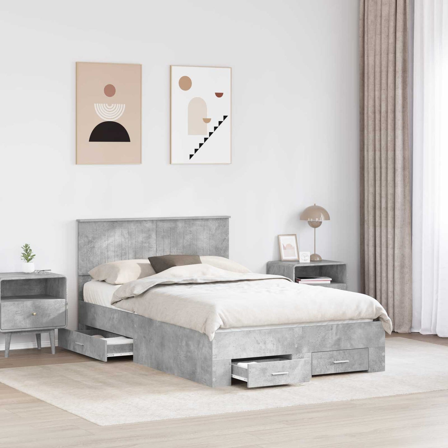 Struttura del letto con testiera Grigio cemento 120 x 200 cm