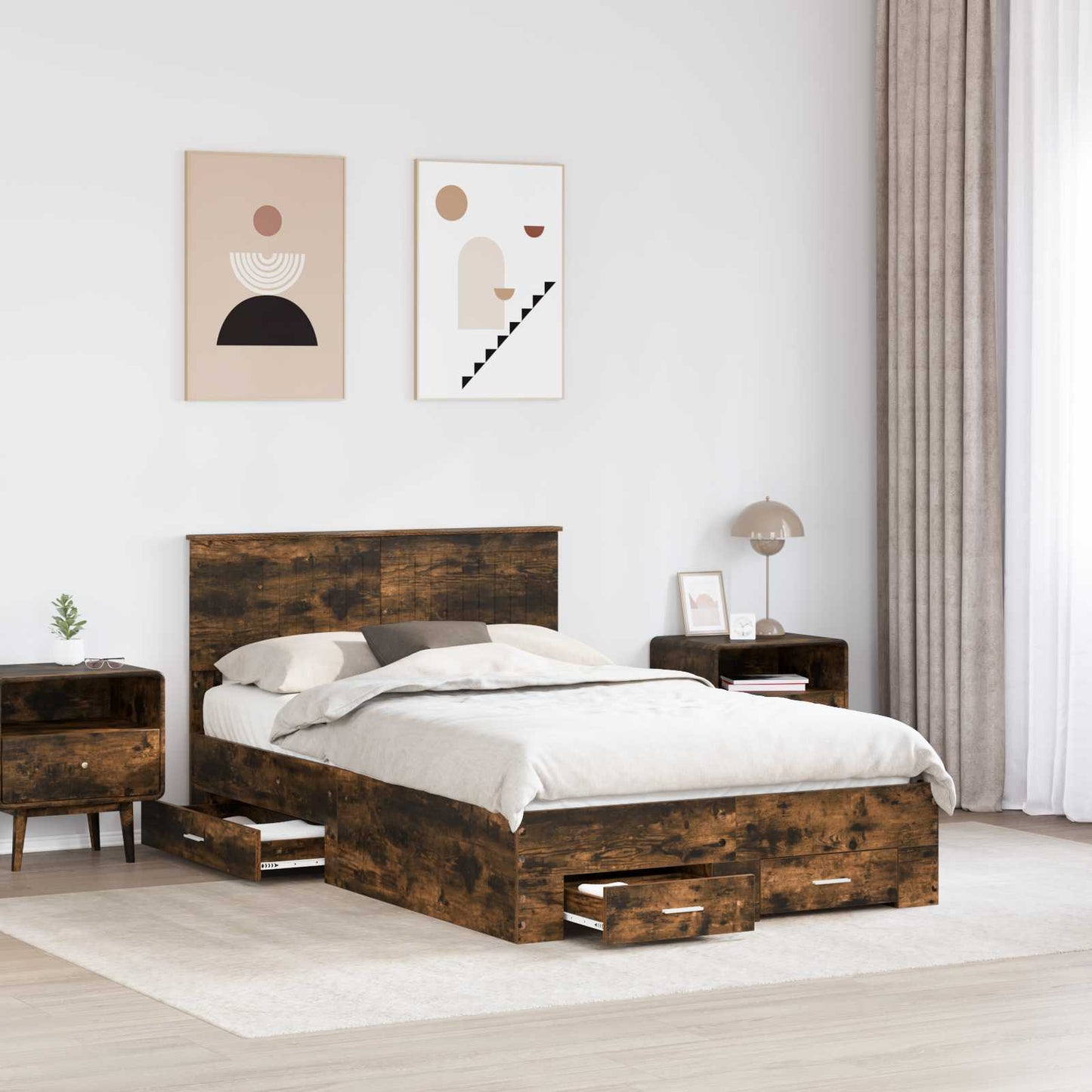 Struttura del letto Rovere fumÃ© 120 x 200 cm Legno multistrato