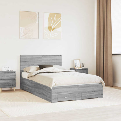 Struttura del letto con testiera Grigio Sonoma 120 x 200 cm