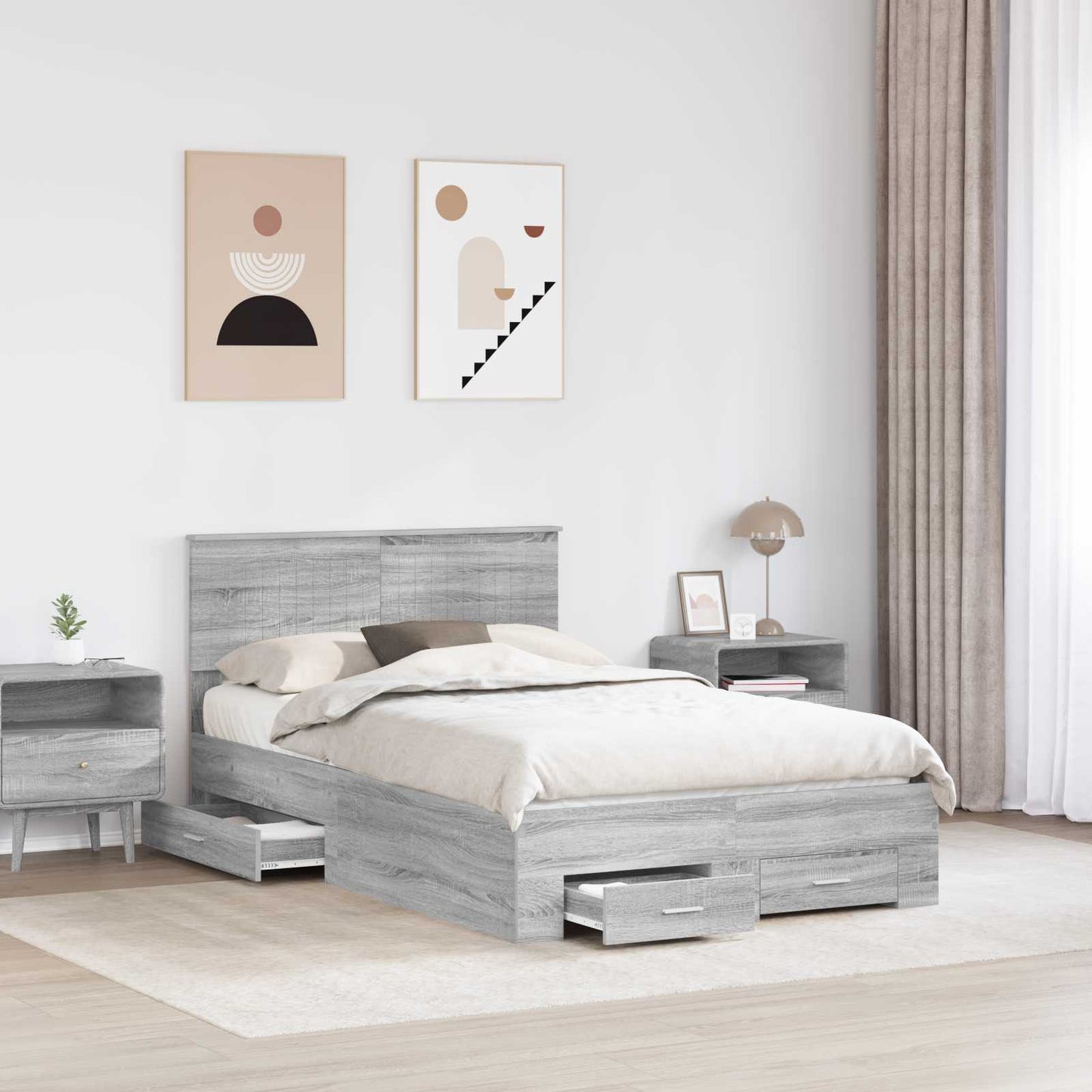 Struttura del letto con testiera Grigio Sonoma 120 x 200 cm
