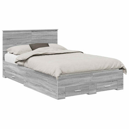 Struttura del letto con testiera Grigio Sonoma 120 x 200 cm
