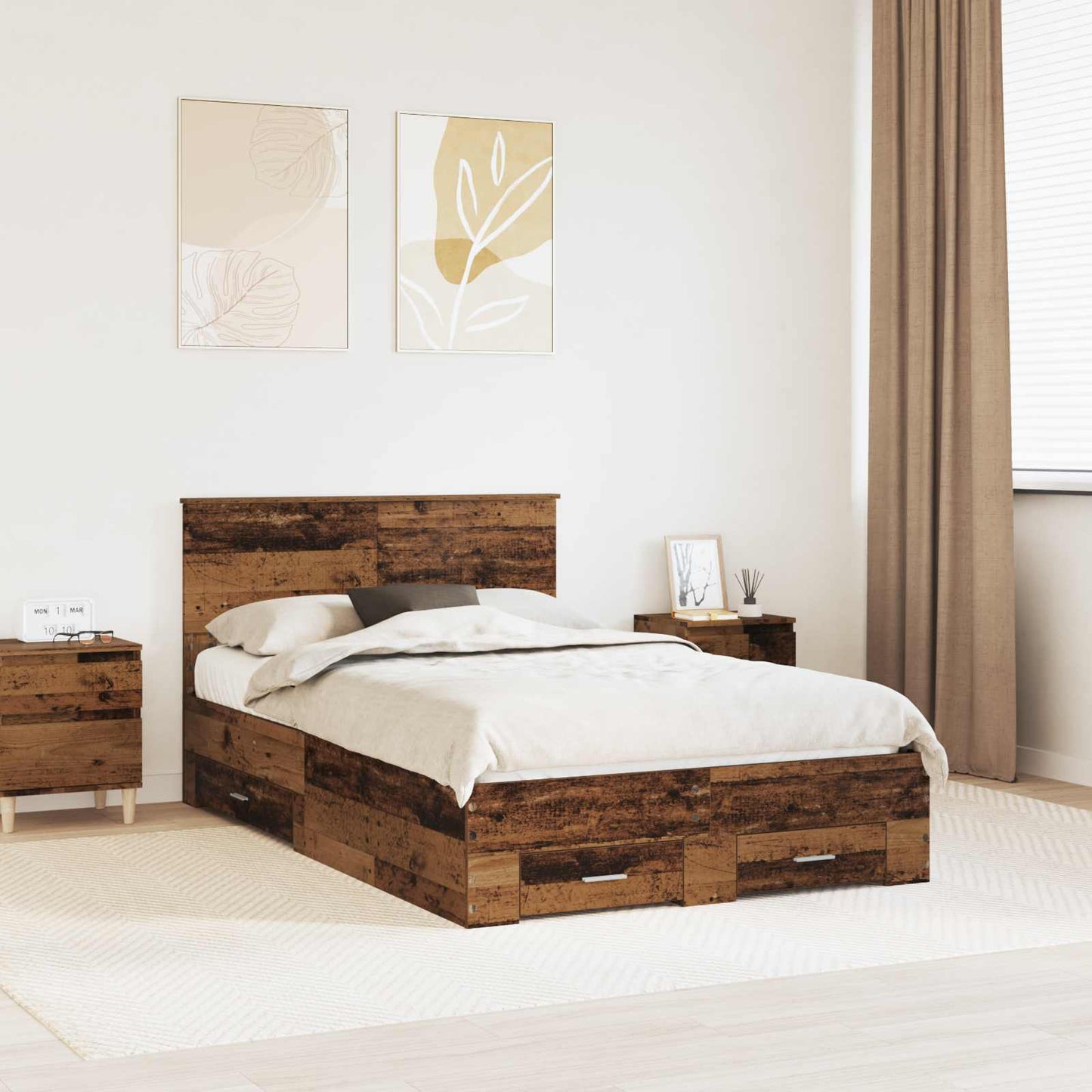 Struttura del letto con testiera Legno vecchio 120 x 190 cm