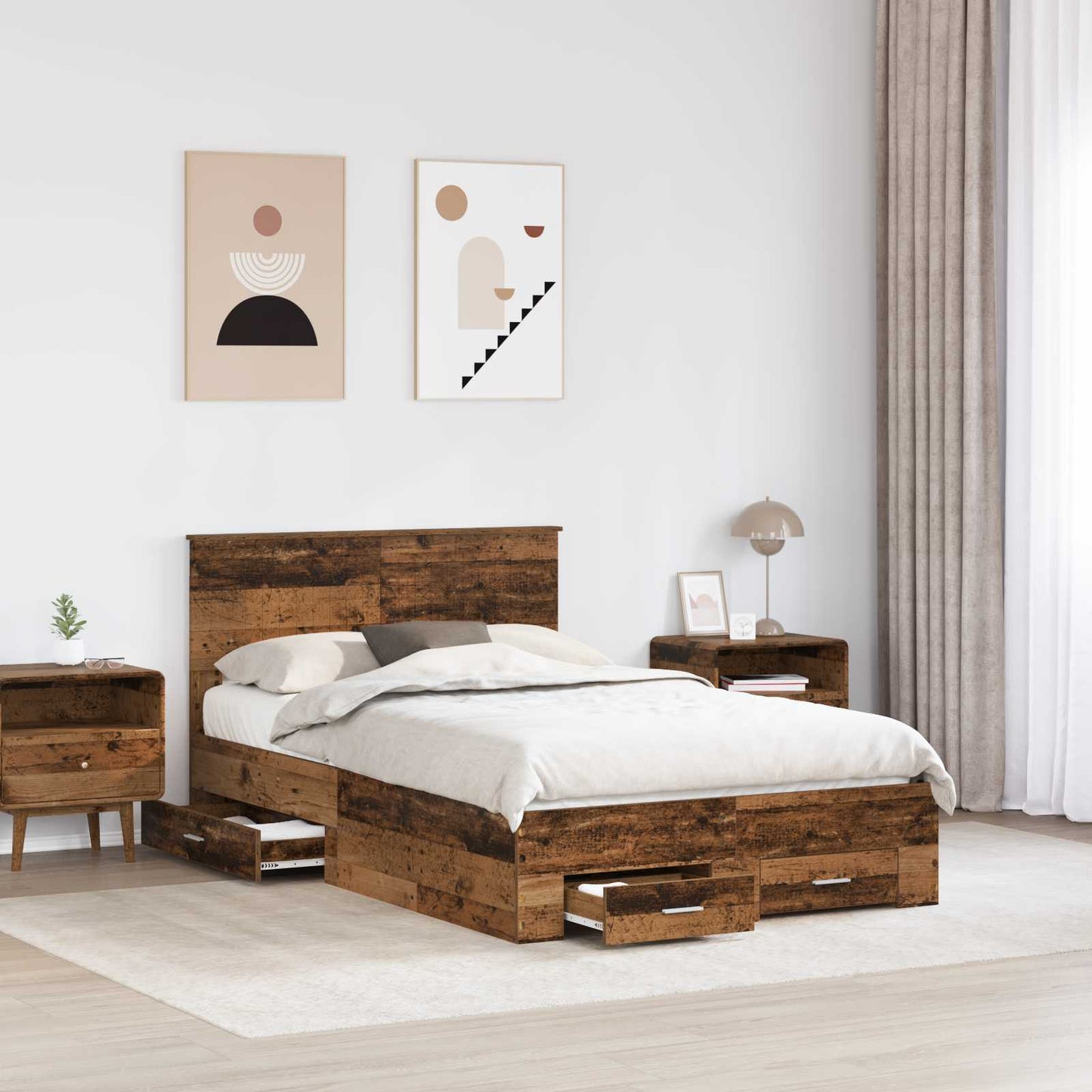 Struttura del letto con testiera Legno vecchio 120 x 190 cm