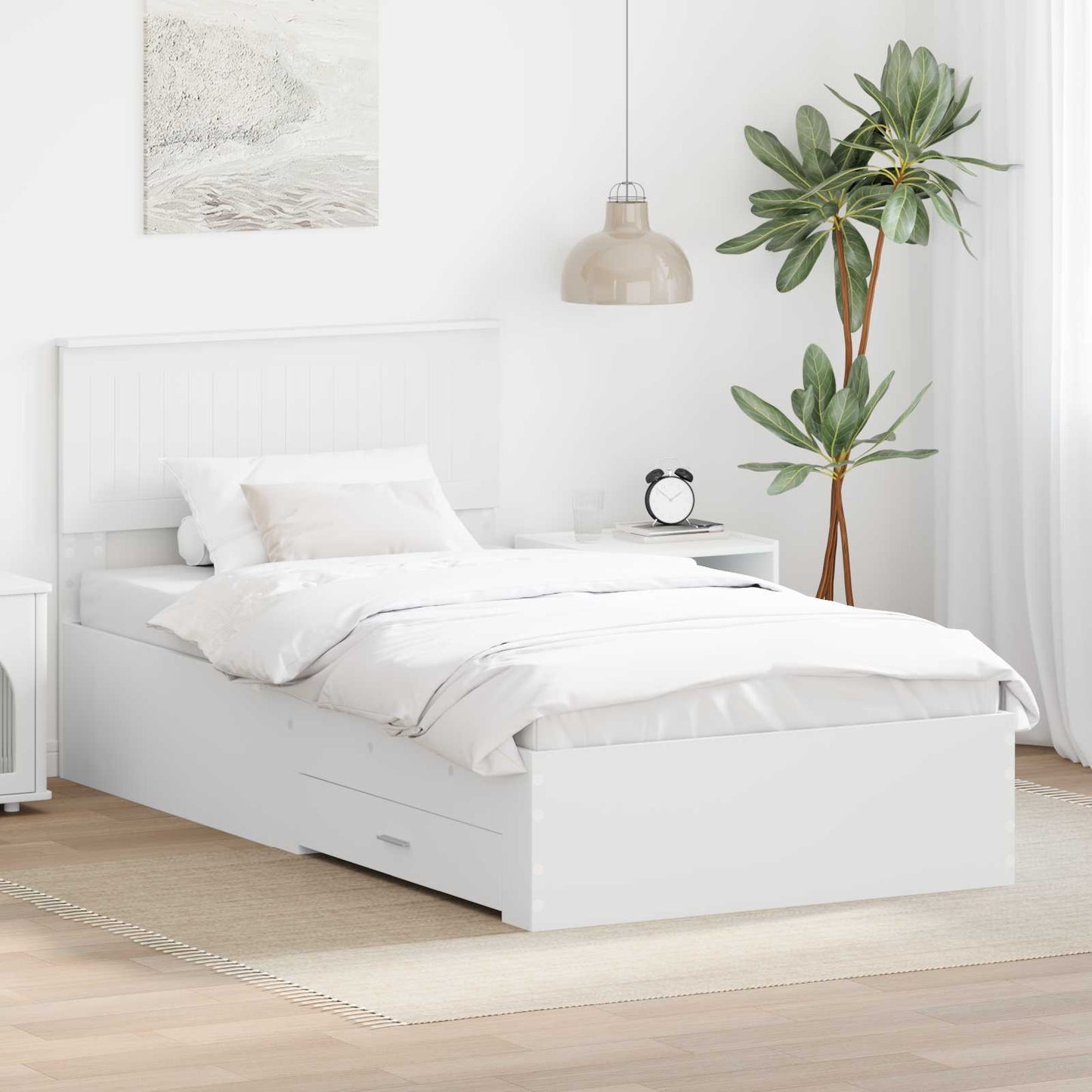 Struttura del letto Bianco 100 x 200 cm Legno multistrato
