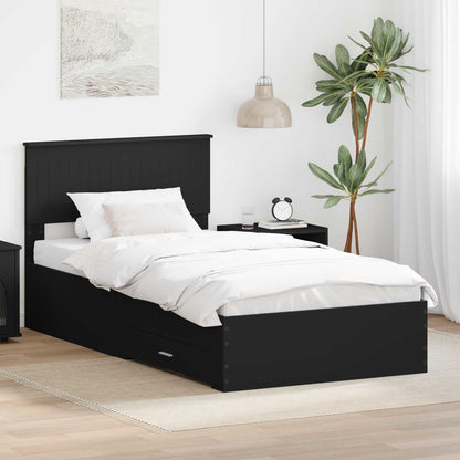 Struttura del letto con testiera Nero e Argento 100 x 200 cm