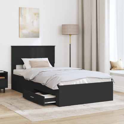 Struttura del letto con testiera Nero e Argento 100 x 200 cm