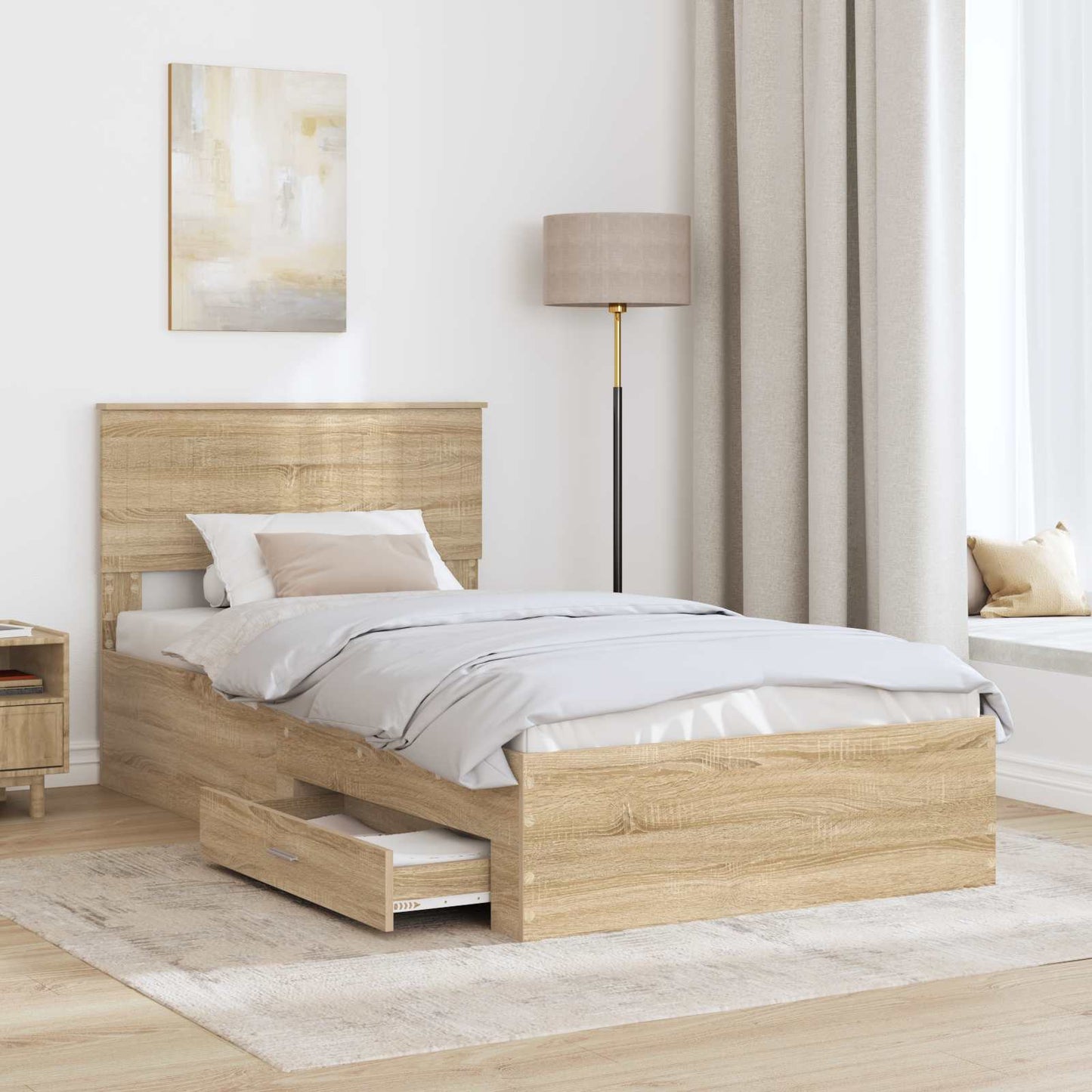 Struttura del letto con testiera Rovere Sonoma 100 x 200 cm