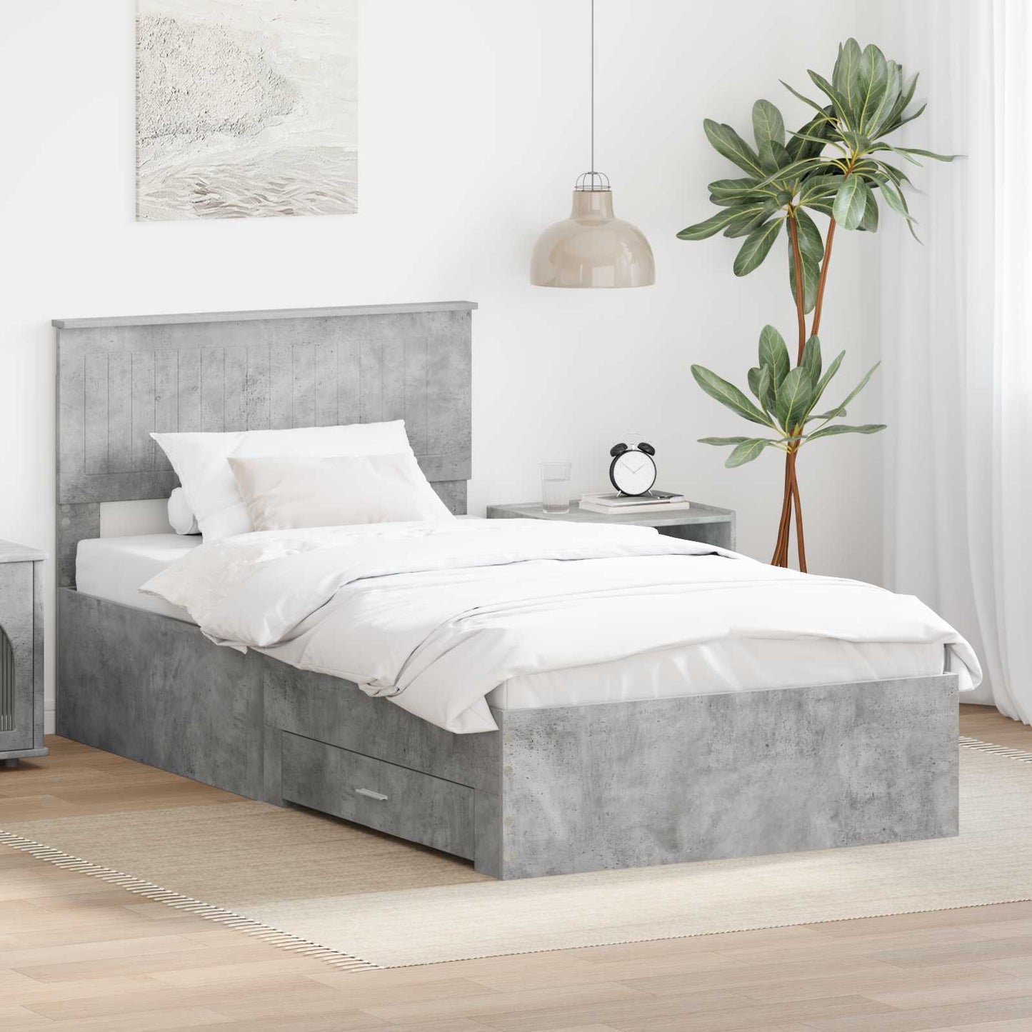 Struttura del letto con testiera Grigio cemento 100 x 200 cm