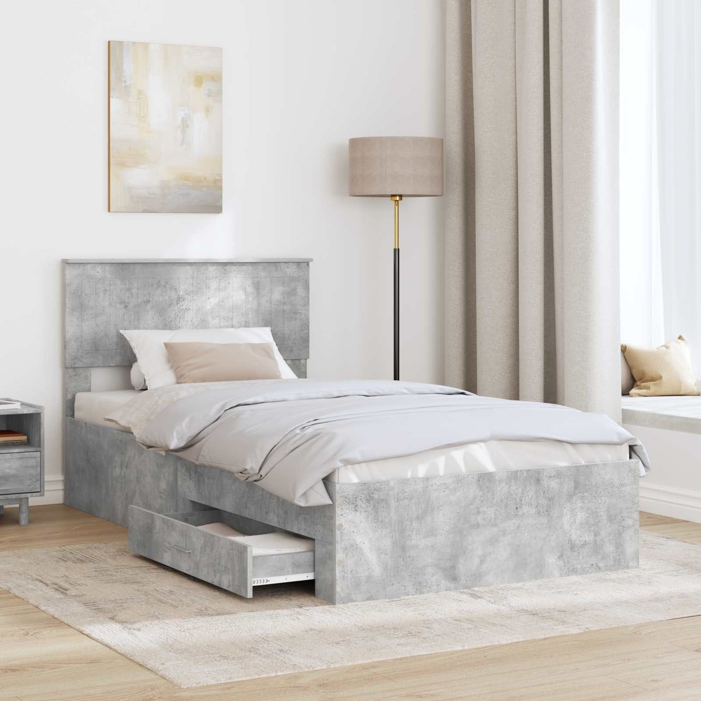 Struttura del letto con testiera Grigio cemento 100 x 200 cm