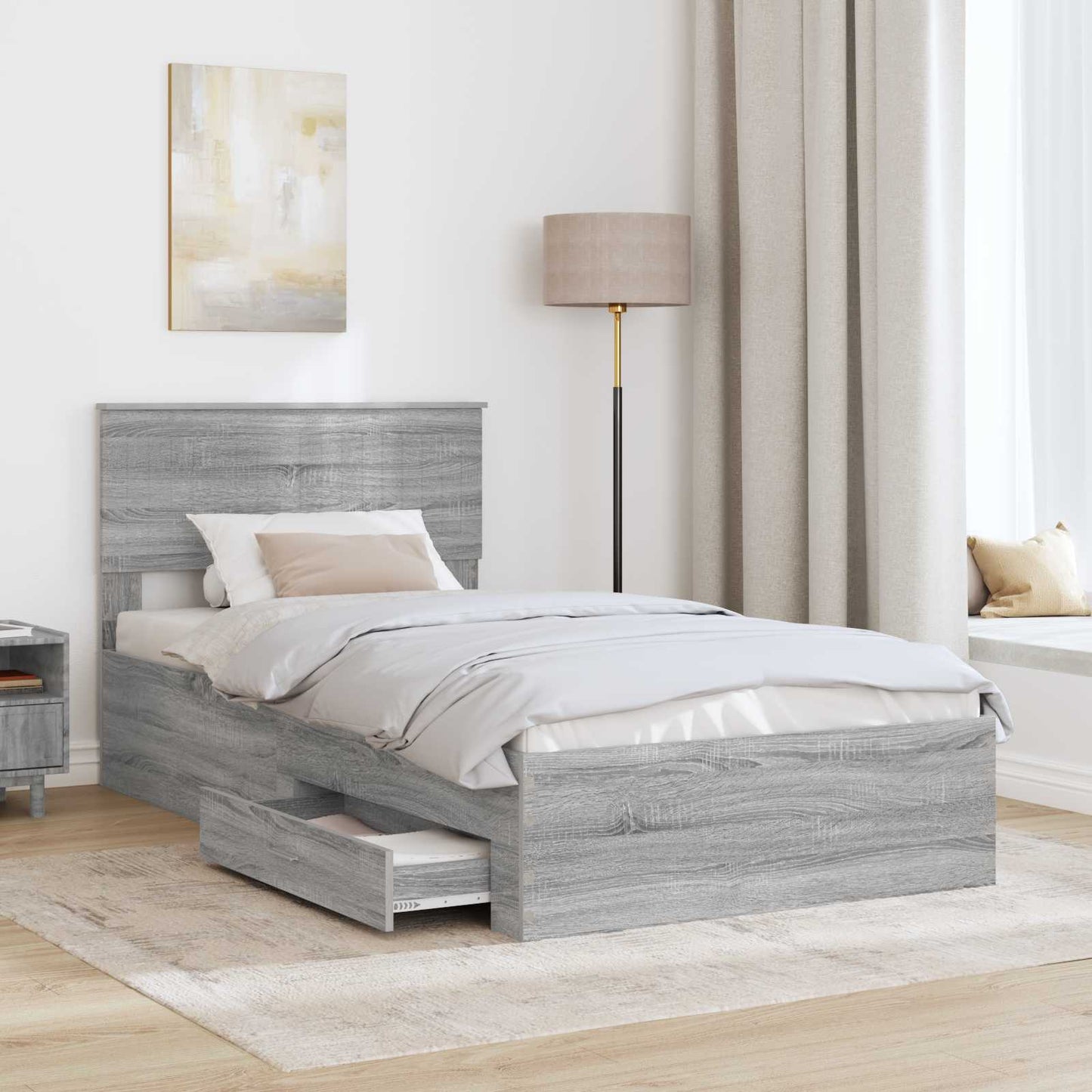Struttura del letto con testiera Grigio Sonoma 100 x 200 cm