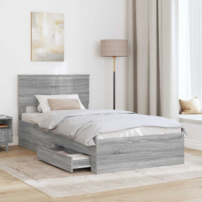 Struttura del letto con testiera Grigio Sonoma 100 x 200 cm
