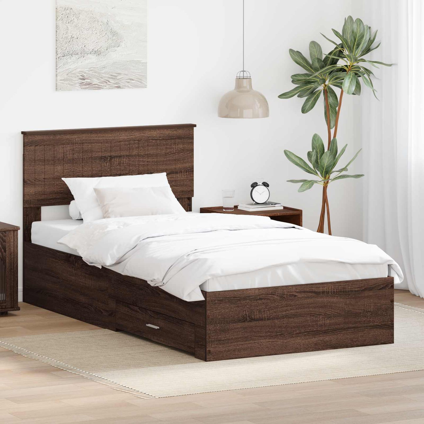 Struttura del letto Rovere Marrone e Argento 100 x 200 cm