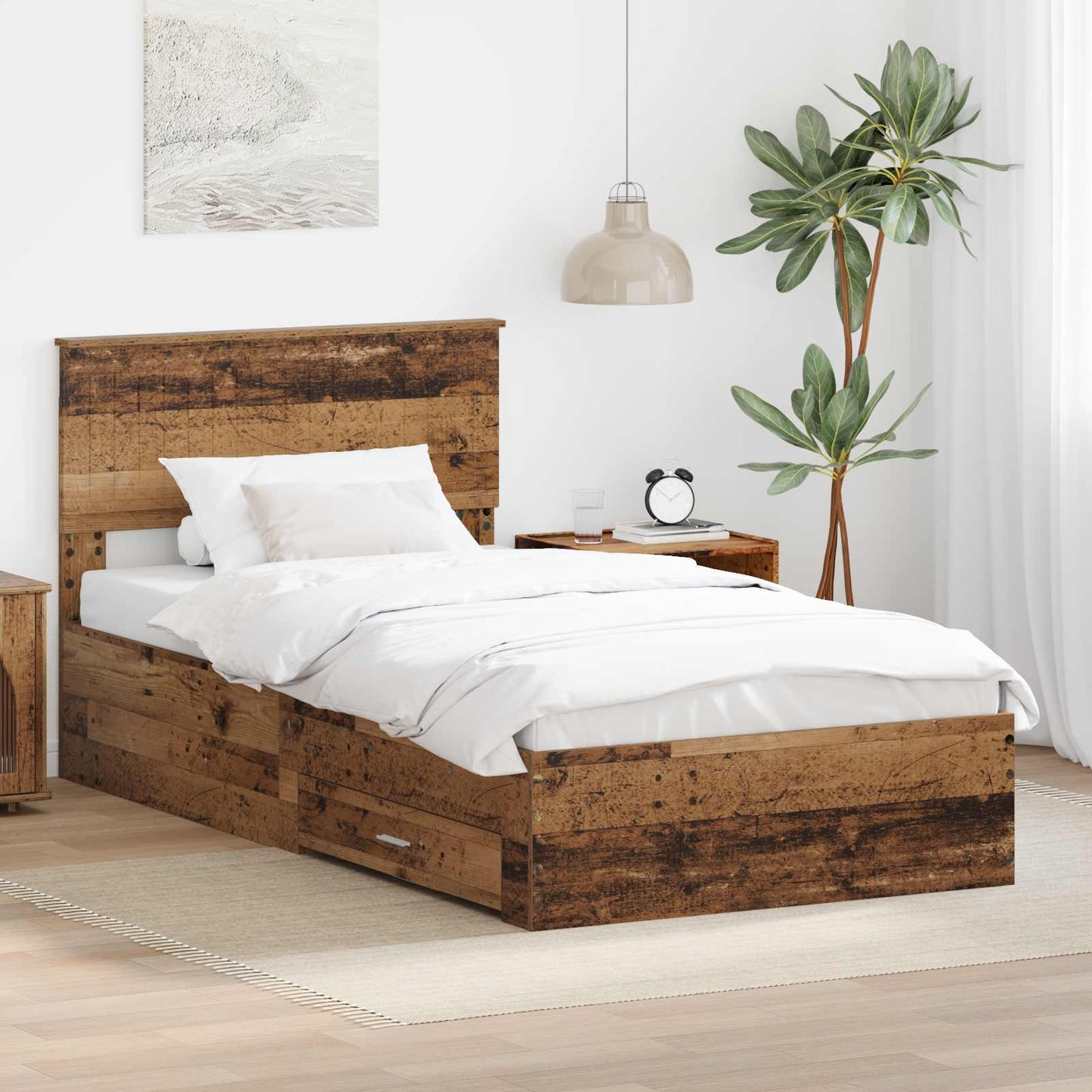 Struttura del letto con testiera Legno vecchio 100 x 200 cm