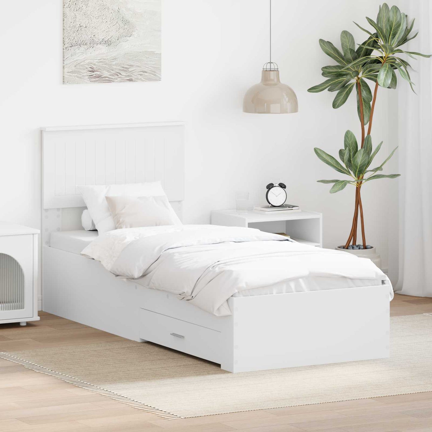 Struttura del letto con testiera Bianco e Argento 75 x 190 cm