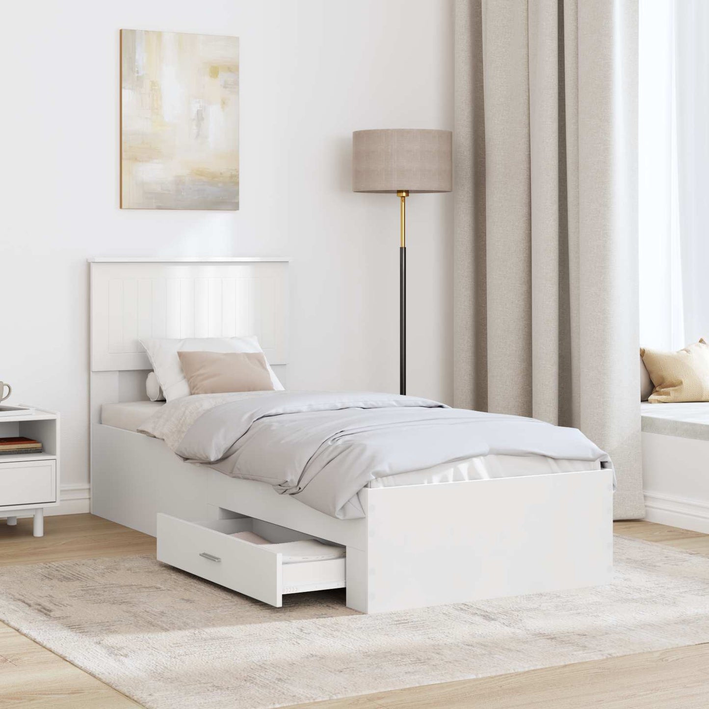 Struttura del letto con testiera Bianco e Argento 75 x 190 cm