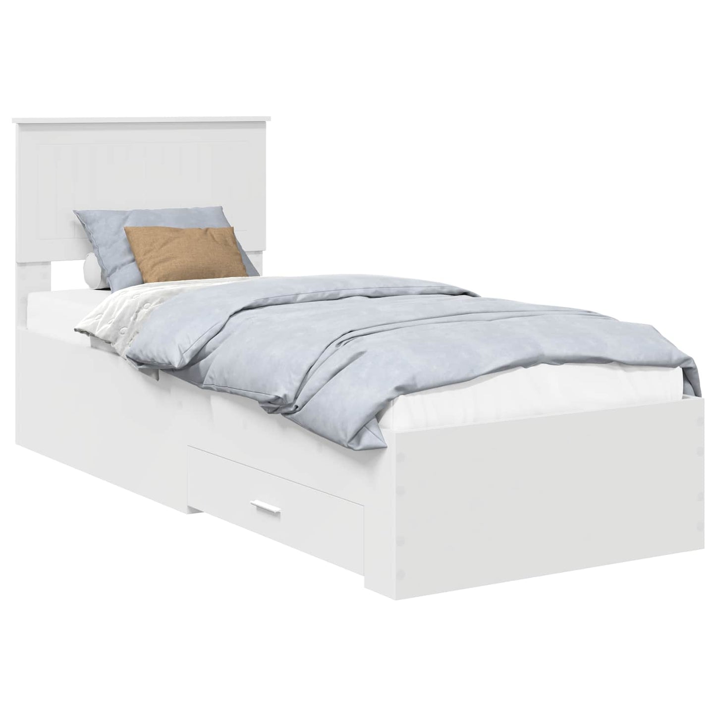 Struttura del letto con testiera Bianco e Argento 75 x 190 cm