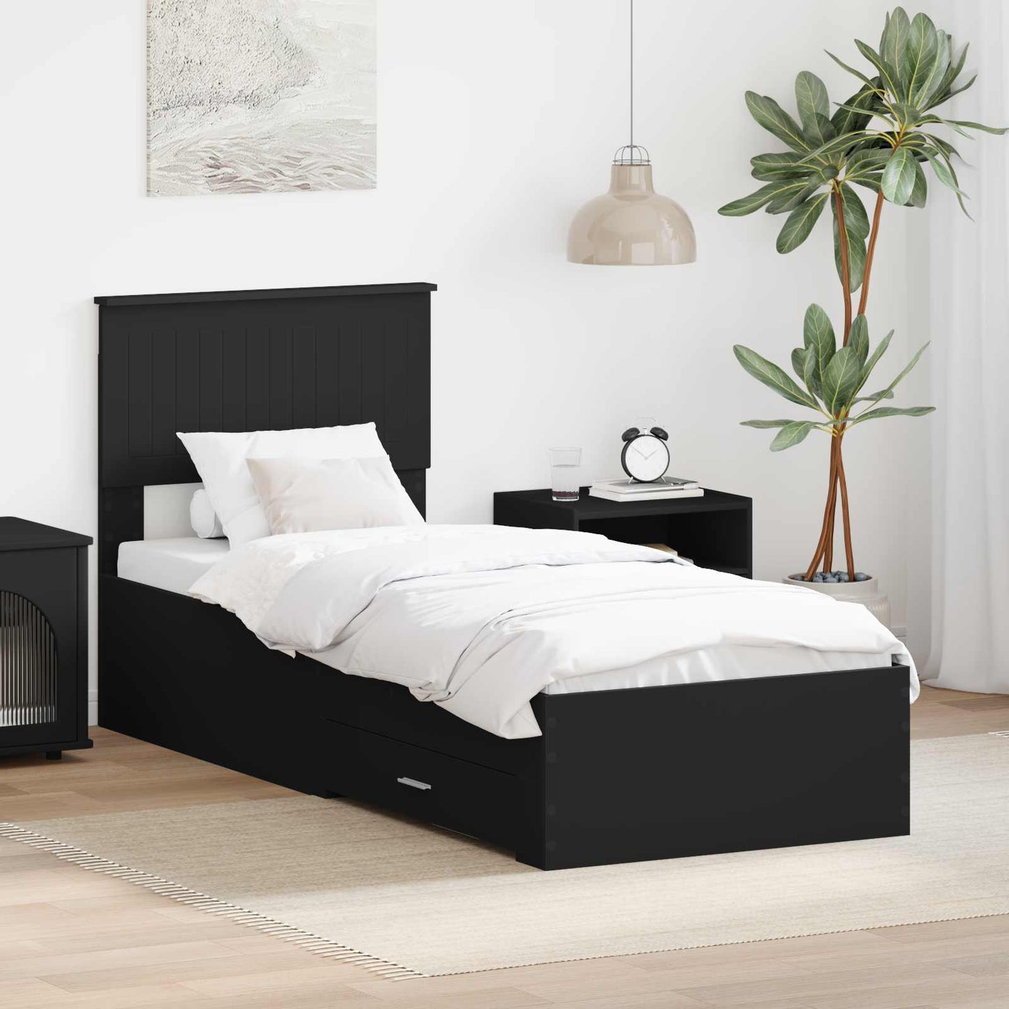 Struttura del letto con testiera Nero e Argento 75 x 190 cm