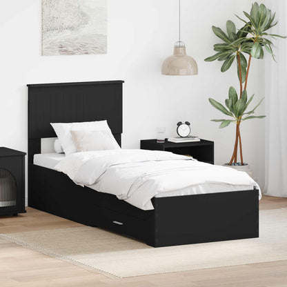 Struttura del letto con testiera Nero e Argento 75 x 190 cm