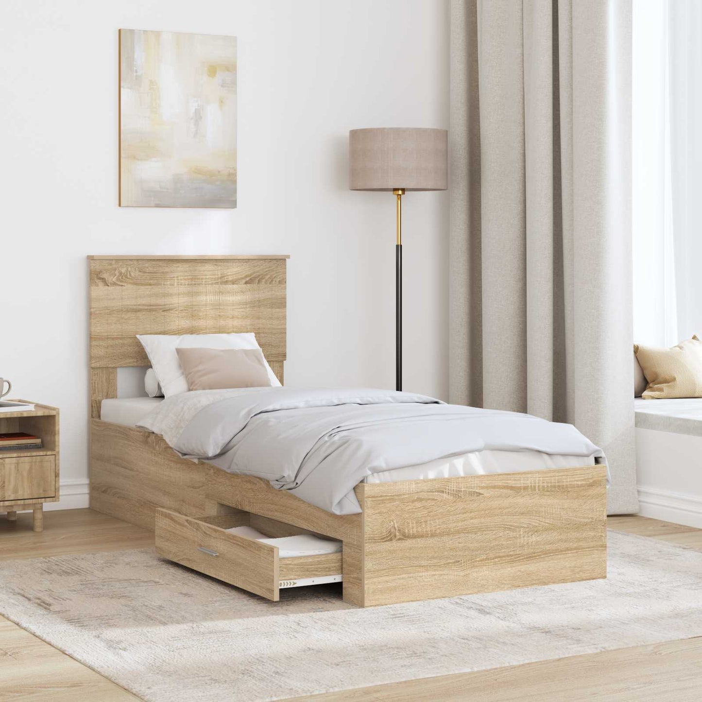 Struttura del letto Rovere Sonoma e Argento 75 x 190 cm