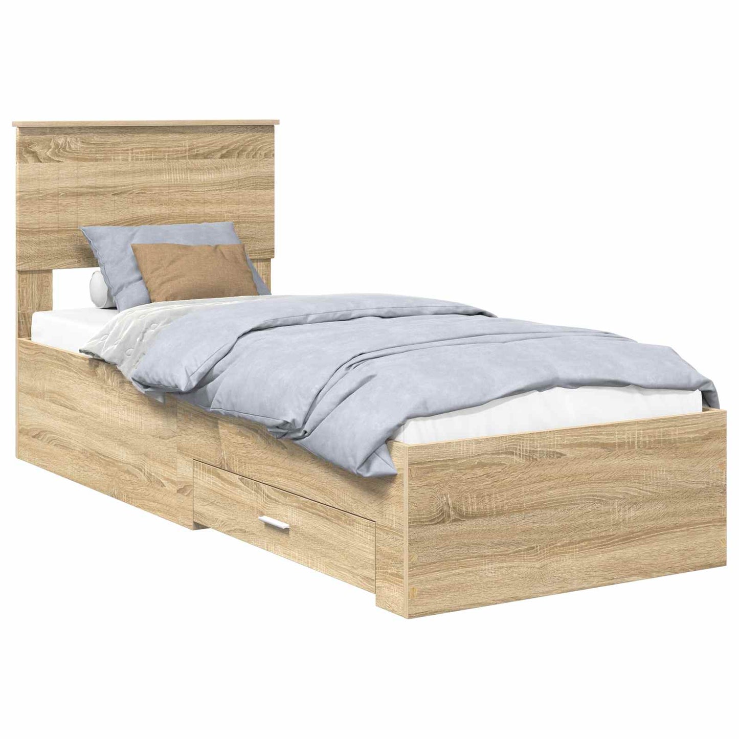 Struttura del letto Rovere Sonoma e Argento 75 x 190 cm