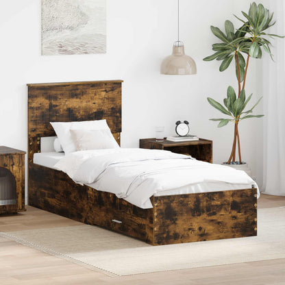 Struttura del letto Rovere Affumicato e Argento 75 x 190 cm