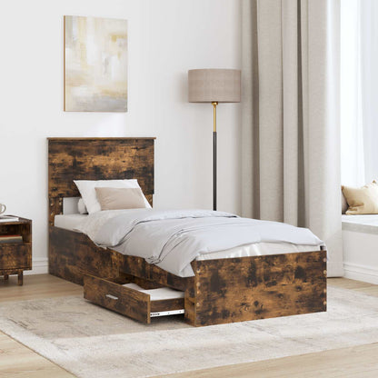 Struttura del letto Rovere Affumicato e Argento 75 x 190 cm