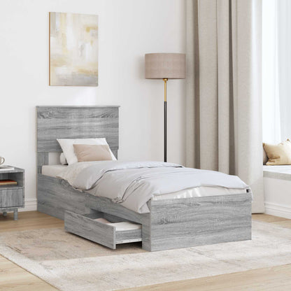 Struttura del letto Grigio Sonoma e Argento 75 x 190 cm