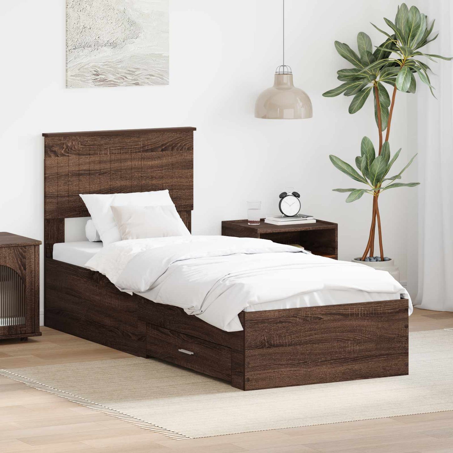 Struttura del letto Rovere Marrone e Argento 75 x 190 cm