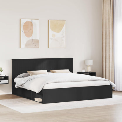 Struttura del letto Nero 200 x 200 cm Pino massello