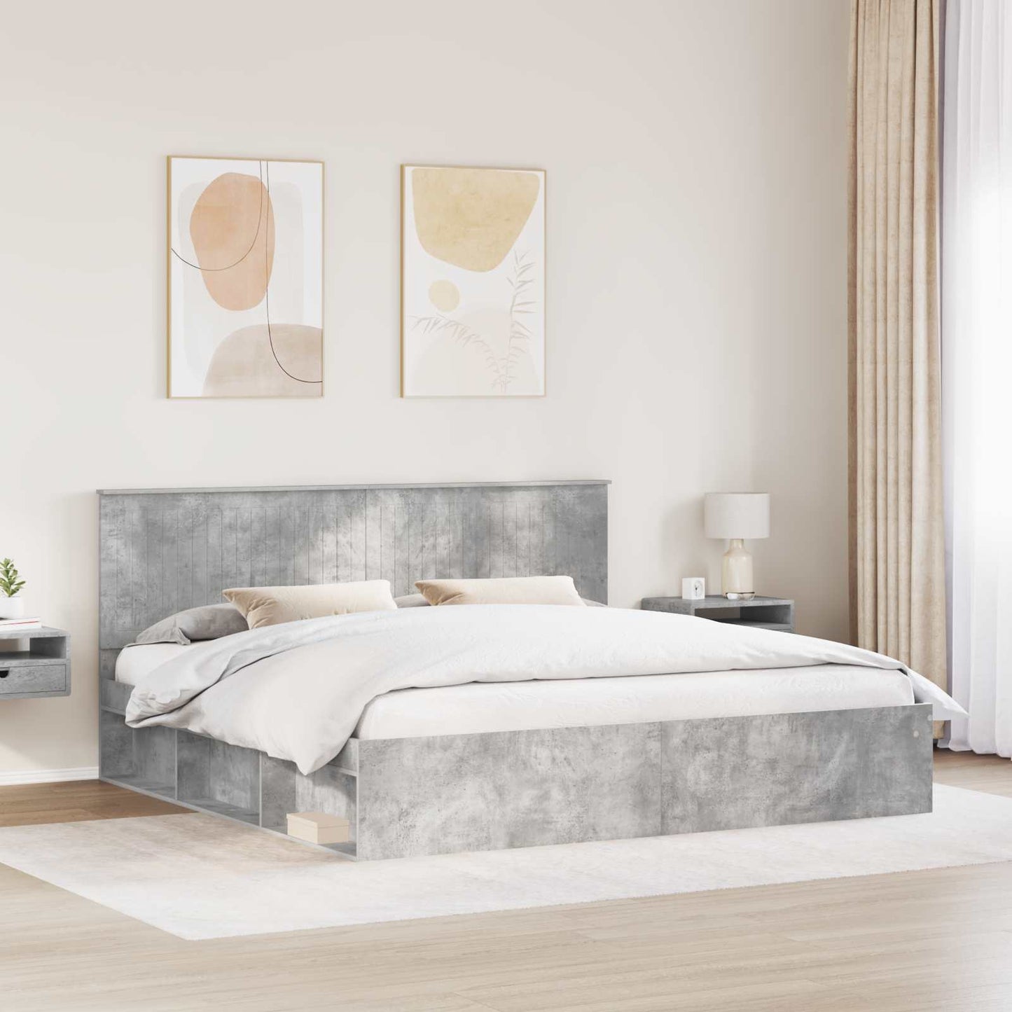 Struttura del letto Calcestruzzo 200 x 200 cm Pino massello