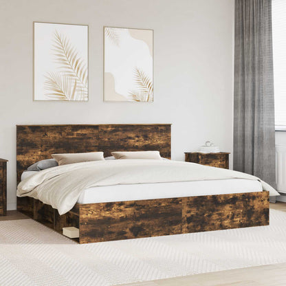 Struttura del letto Rovere fumÃ© 200 x 200 cm Pino massello