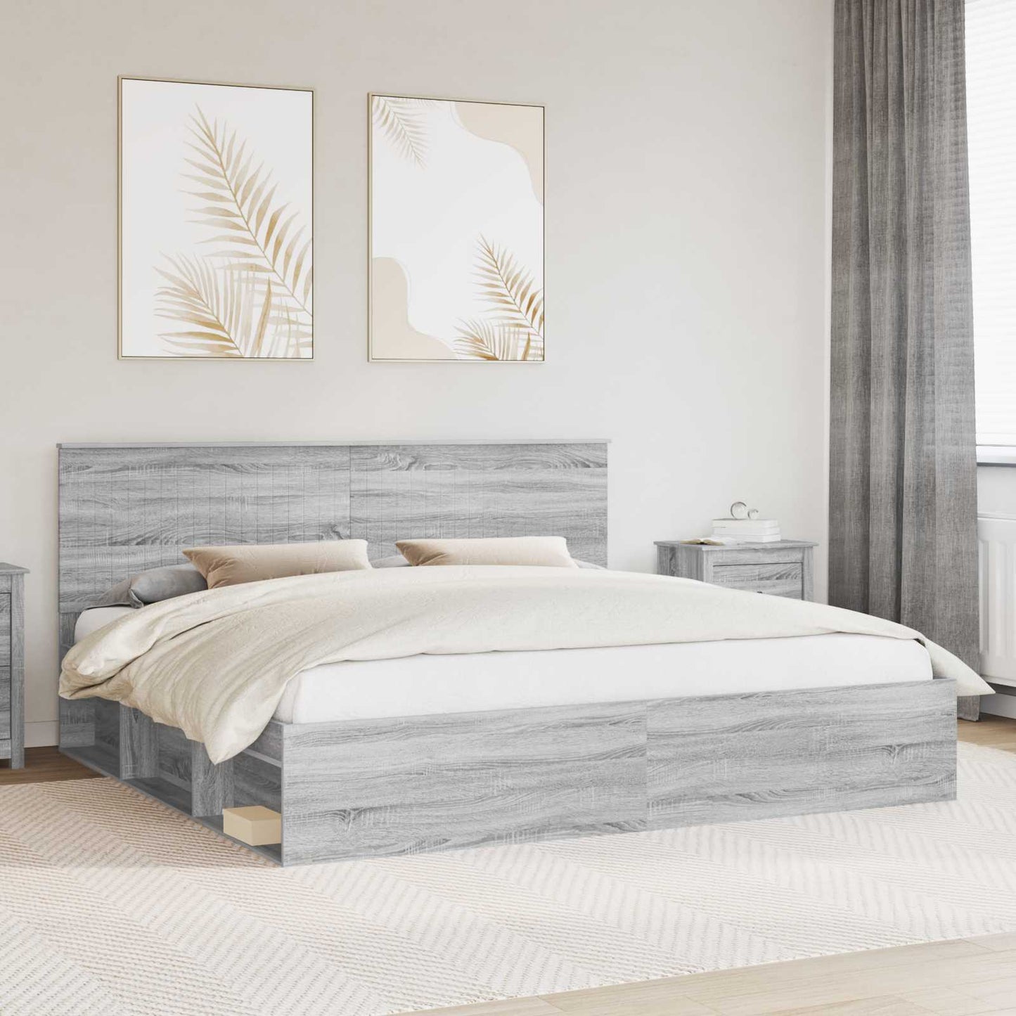 Struttura del letto Grigio Sonoma 200 x 200 cm Pino massello