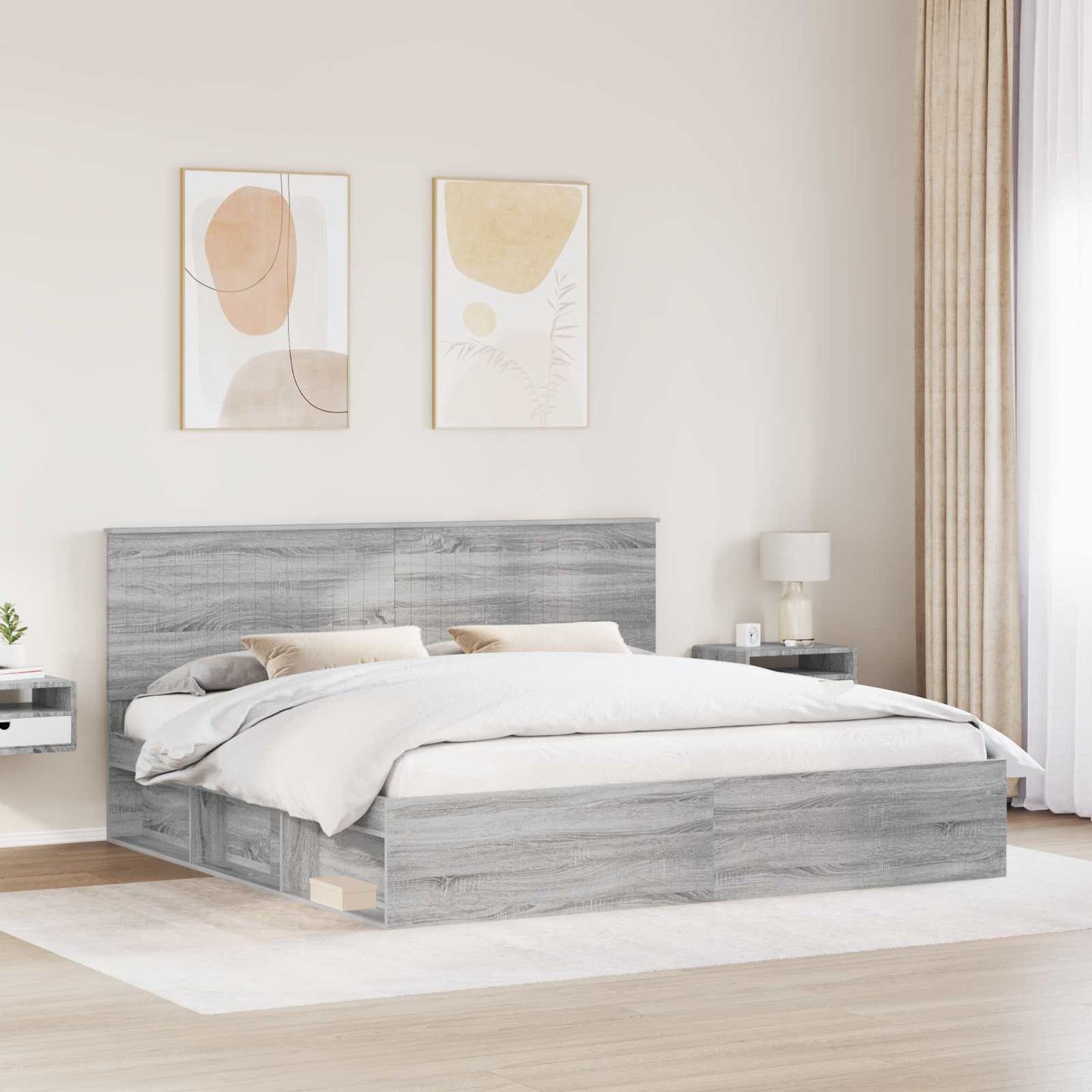 Struttura del letto Grigio Sonoma 200 x 200 cm Pino massello