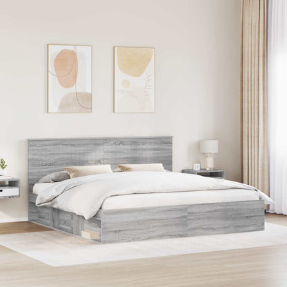 Struttura del letto Grigio Sonoma 200 x 200 cm Pino massello