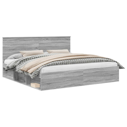 Struttura del letto Grigio Sonoma 200 x 200 cm Pino massello