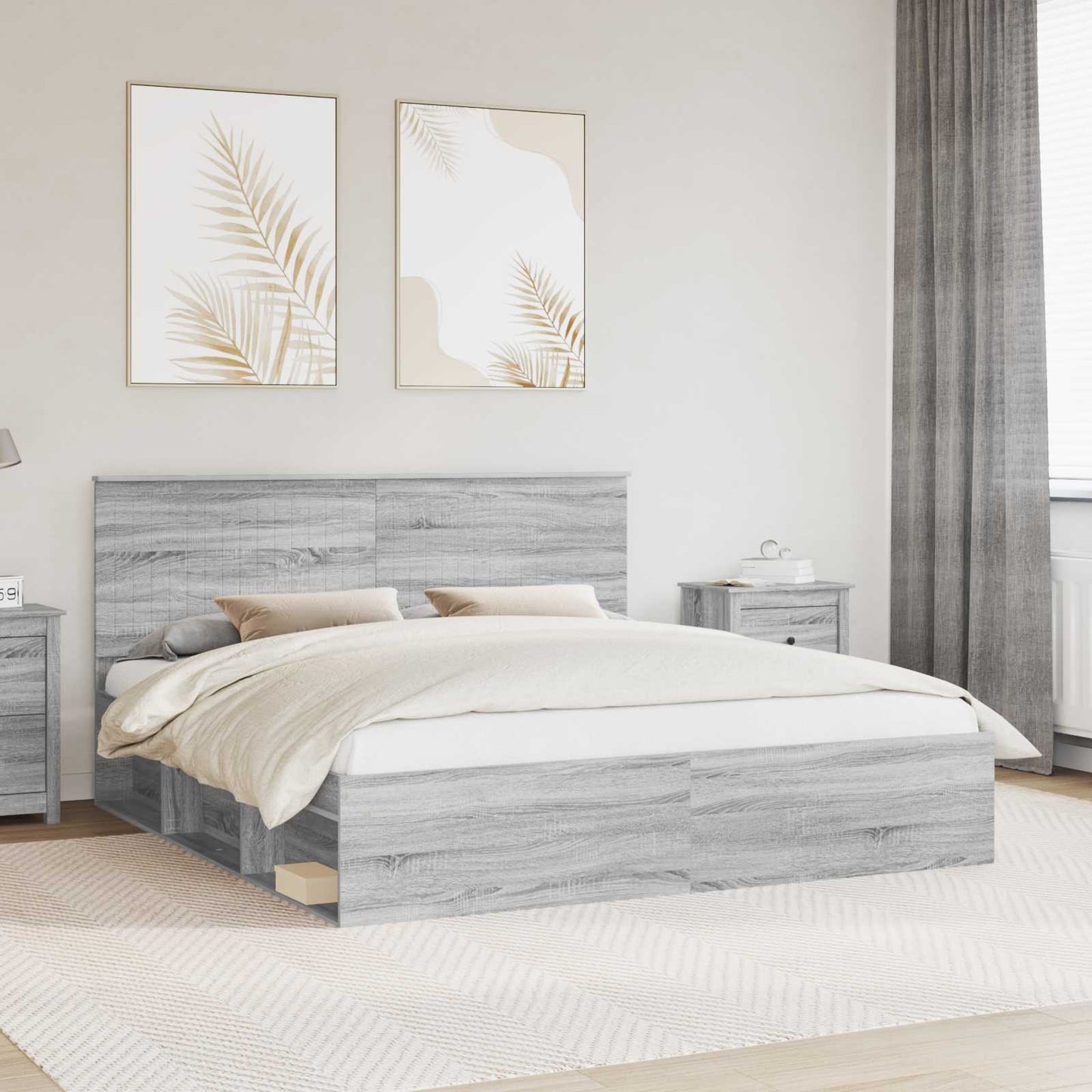 Struttura del letto Grigio Sonoma 180 x 200 cm Pino massello