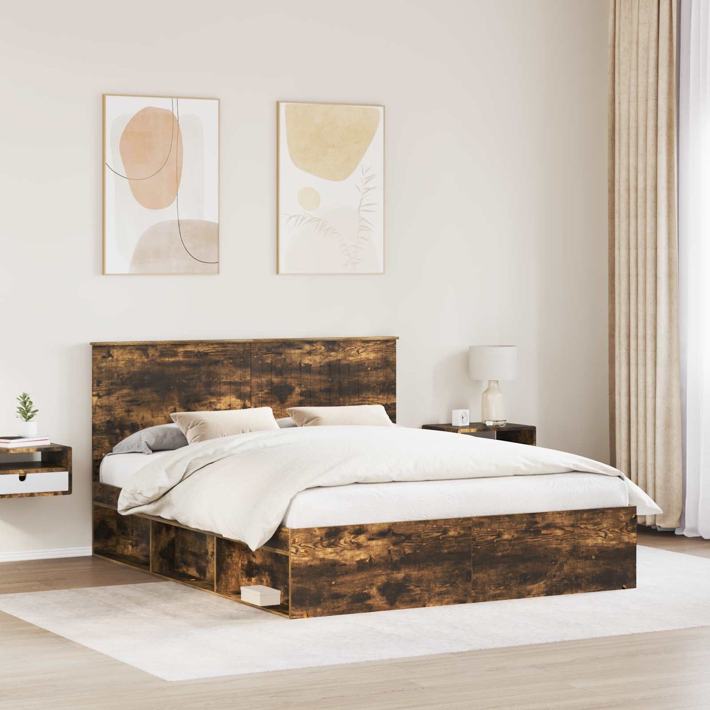 Struttura del letto Rovere fumÃ© 160 x 200 cm Pino massello