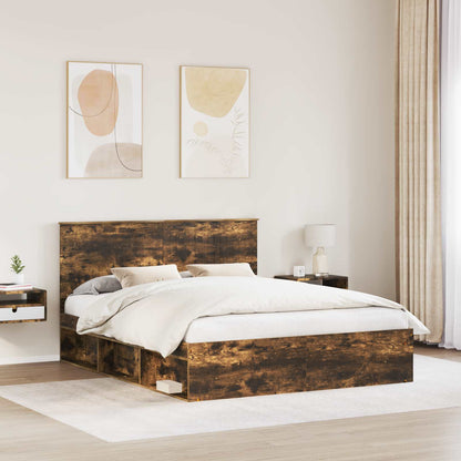 Struttura del letto Rovere fumÃ© 160 x 200 cm Pino massello