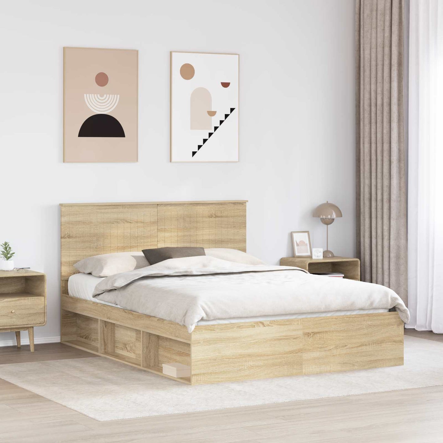 Struttura del letto Rovere Sonoma 150 x 200 cm Pino massello