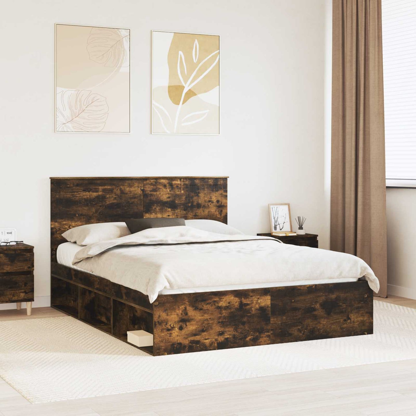 Struttura del letto Rovere fumÃ© 150 x 200 cm Pino massello
