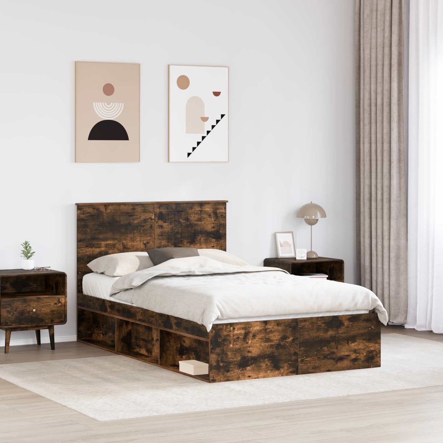 Struttura del letto Rovere fumÃ© 120 x 200 cm Pino massello