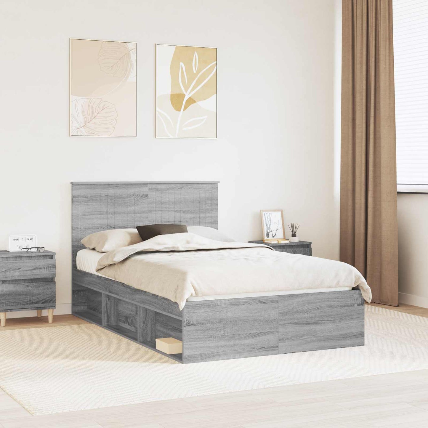 Struttura del letto Grigio Sonoma 120 x 200 cm Pino massello