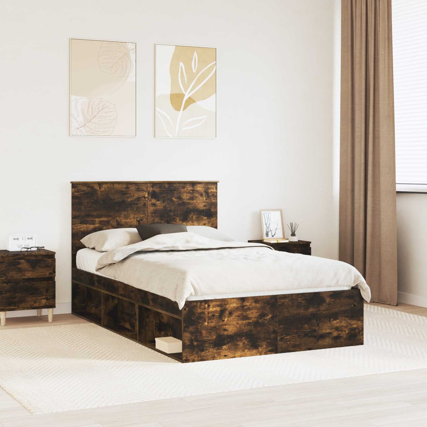 Struttura del letto Rovere fumÃƒÂ© 120 x 190 cm Pino massello