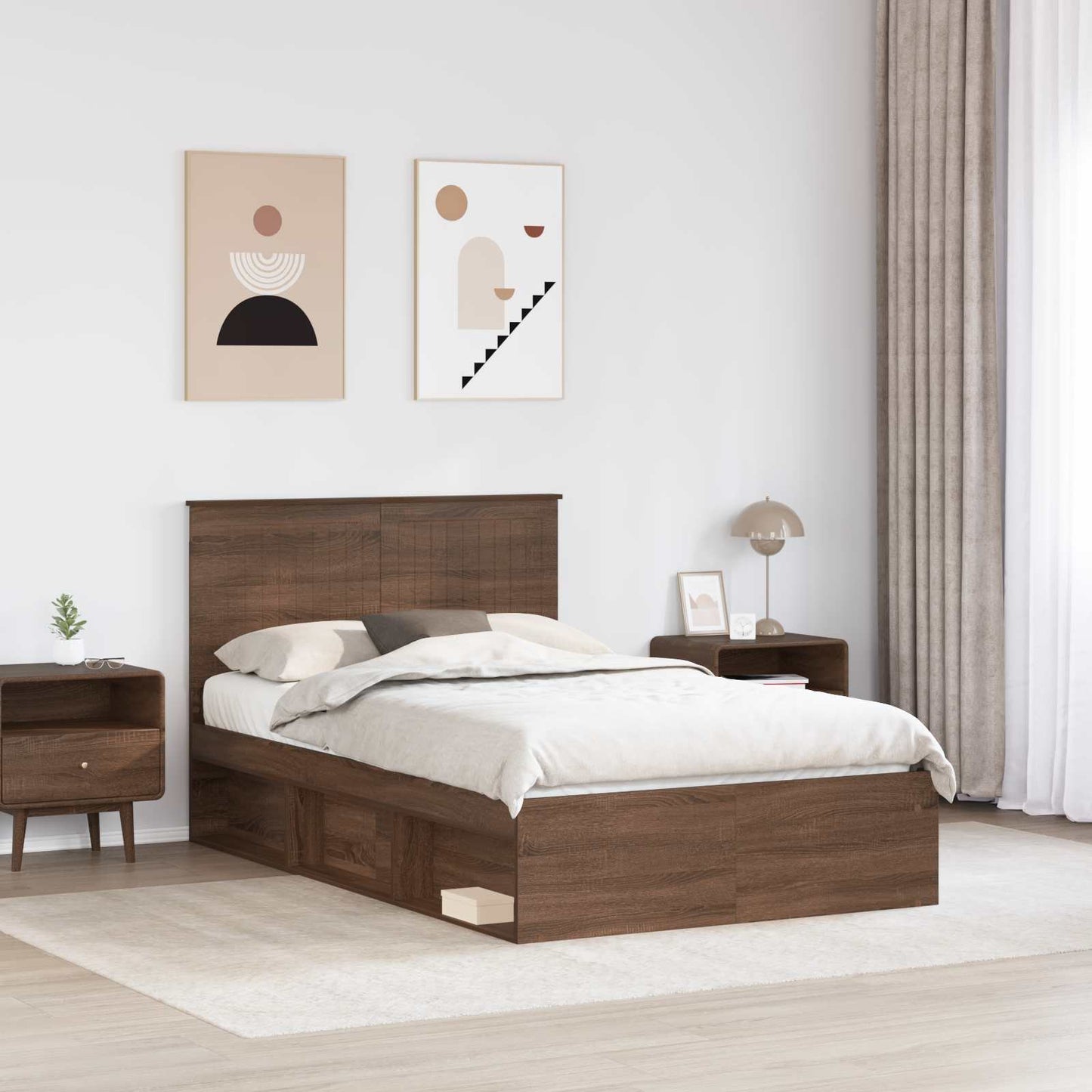 Struttura del letto Rovere Marrone 120 x 190 cm Pino massello