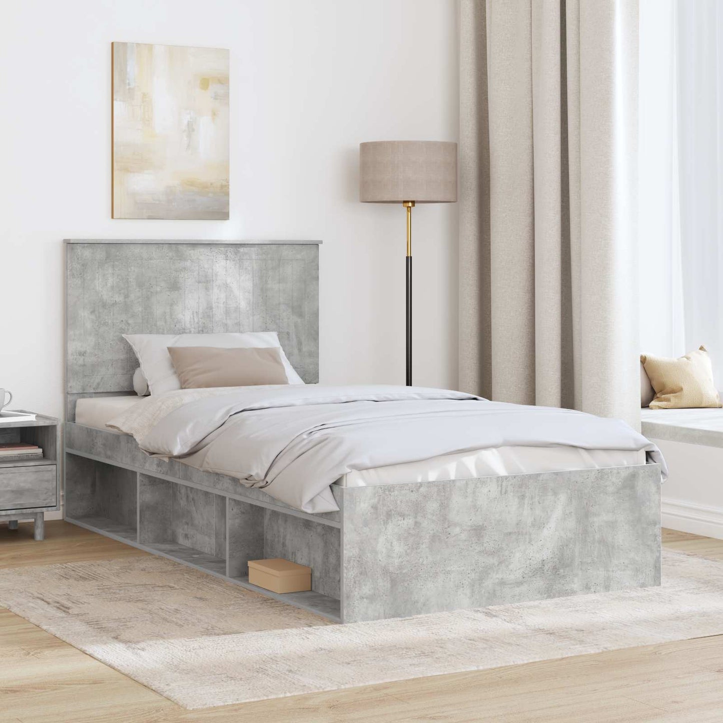 Struttura del letto Grigio ConcretÃ¨ 100 x 200 cm Pino massello